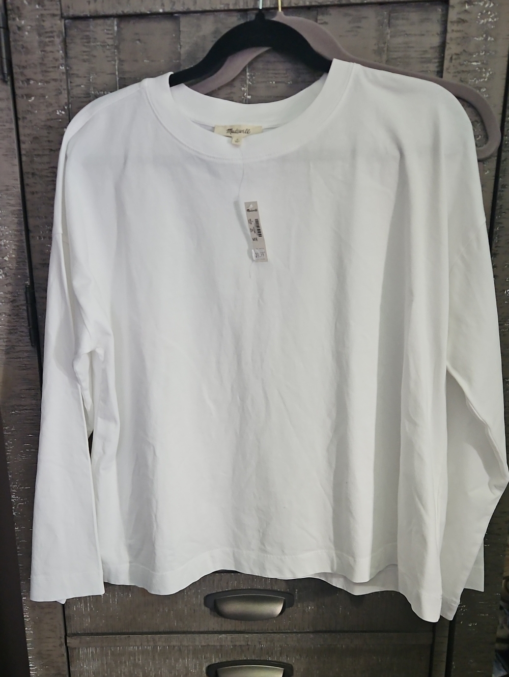 MADEWELL  Oversized Small White Long Sleeve Crewneck Top
